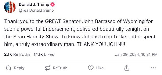 1705222900 489 Donald Trump thanks extraordinary Republican John Barrasso number 3 in