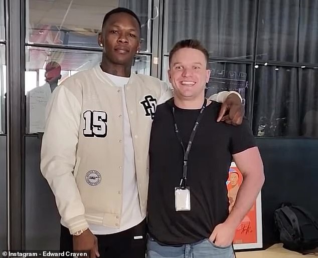 Ed Craven, pictured with UFC star Israel Adesanya, owns crypto and gambling company Stake.com