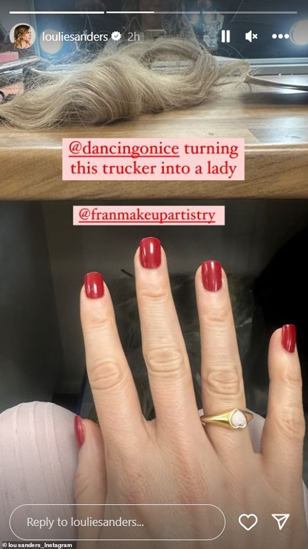 Elsewhere, comedian Lou Sanders, 38, showed off a bright red manicure as she joked: 