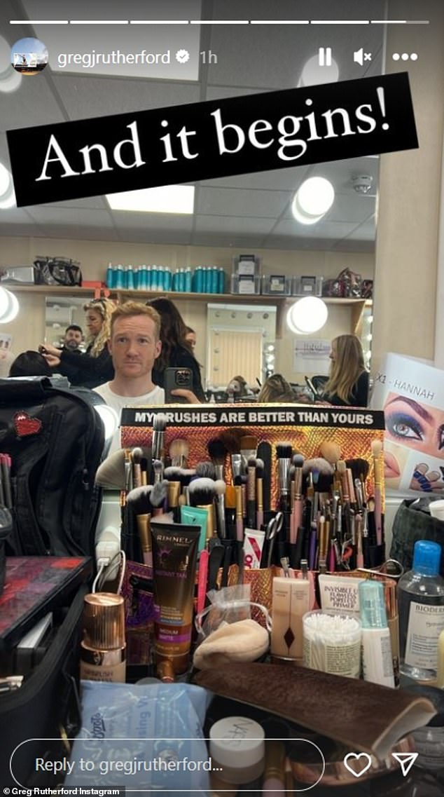 Athlete Greg Rutherford, 37, also shared photos from the dressing room ahead of the first live show