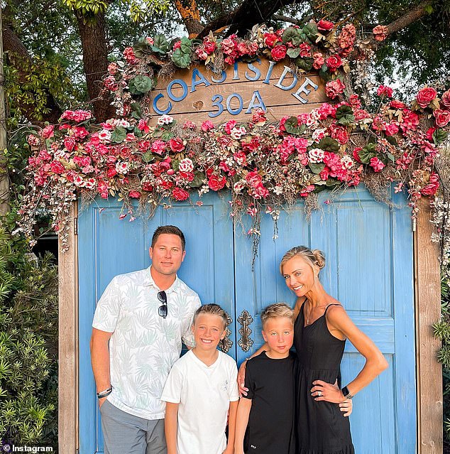 Mrs. Job posted on Instagram in November that her primary tumor is growing and her current treatment is ineffective (pictured here with her husband, Nick, and their twin sons)