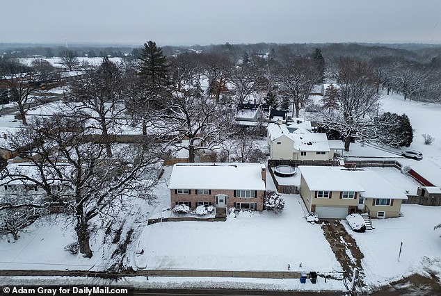 Aerial view of the house in Muscatine, a city in eastern Iowa with a population of about 24,000