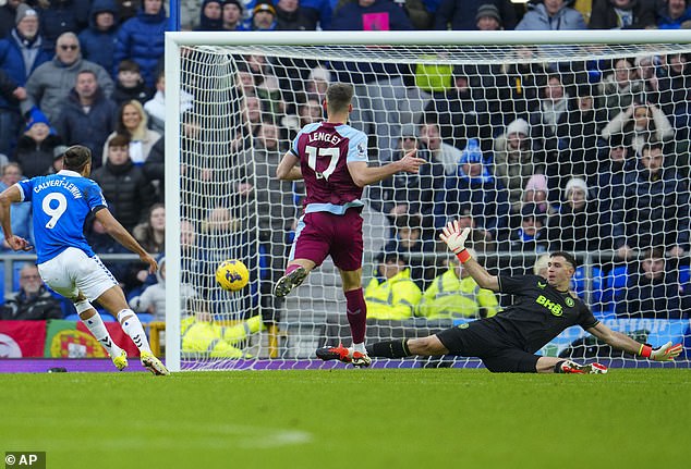 Dominic Calvert-Lewin had a golden opportunity to put his team ahead but could not guide his shot past Emiliano Martinez, whose outstretched leg denied Everton the best chance of the match