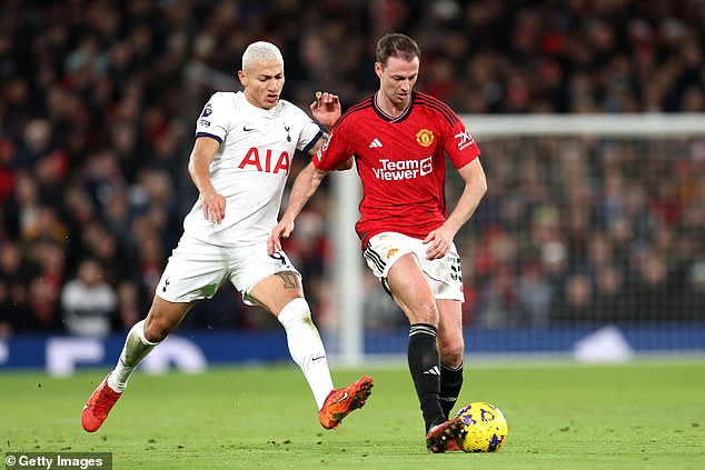 Jonny Evans (R) struggled with the pace of the match and could have done better for the second