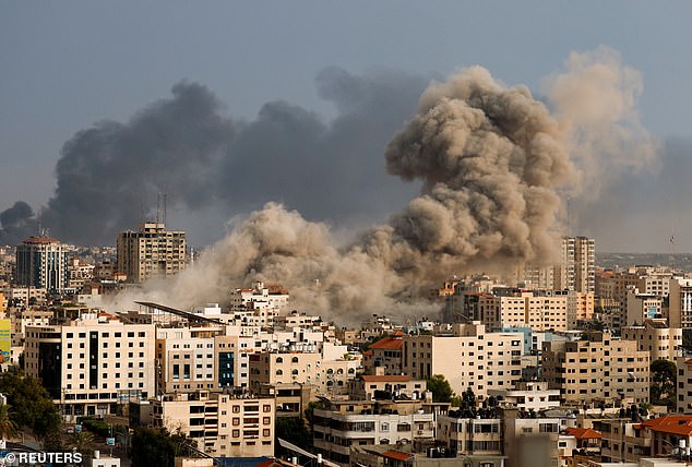 Smoke rises after Israeli attacks in Gaza on Monday