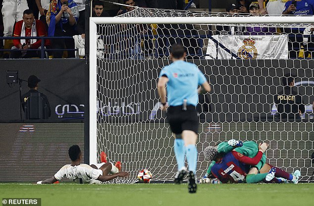 Vinicius made sure the trophy was safe as he found the net three times in the first half