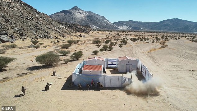 The training areas can be seen from above and are decorated with the Star of David