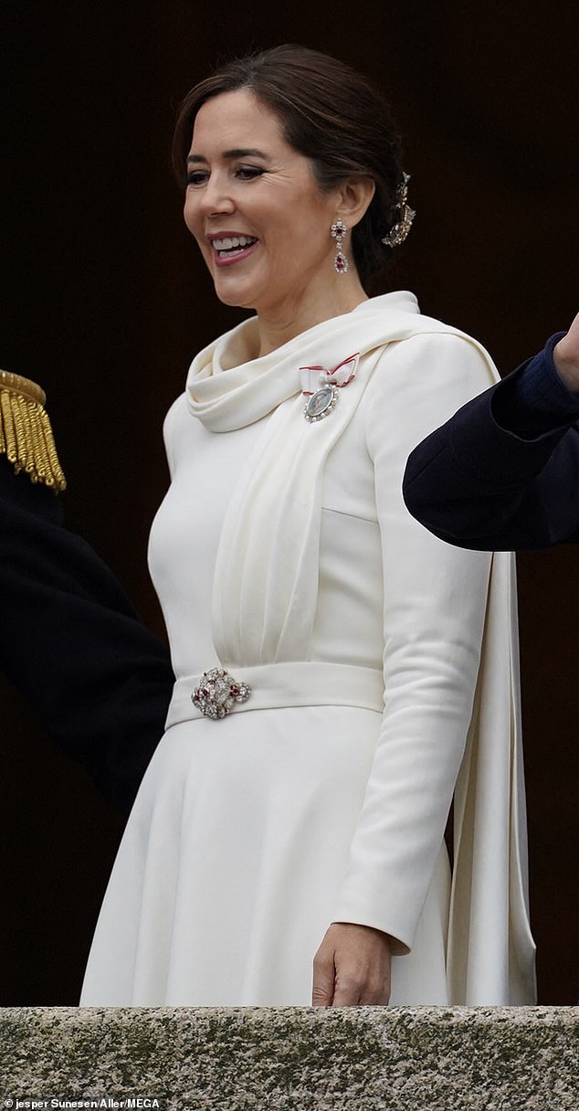 Maria wore hairpins, earrings and a brooch on her belt that is part of the Ruby Parure, a family heirloom with a fascinating history involving French Emperor Napoleon Bonaparte