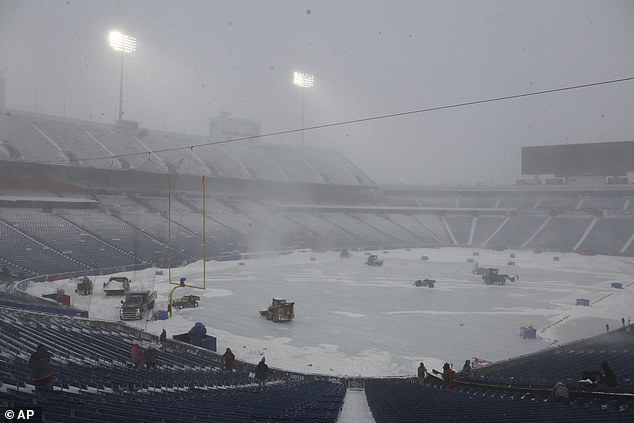 Highmark Stadium in Orchard Park is no stranger to snow, but additional workers were still needed