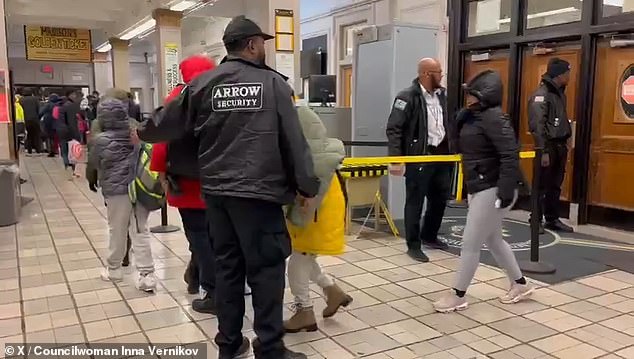 New York City has kicked out students from a Brooklyn high school to move nearly 2,000 migrants housed at Floyd Bennett Field ahead of a potentially damaging storm