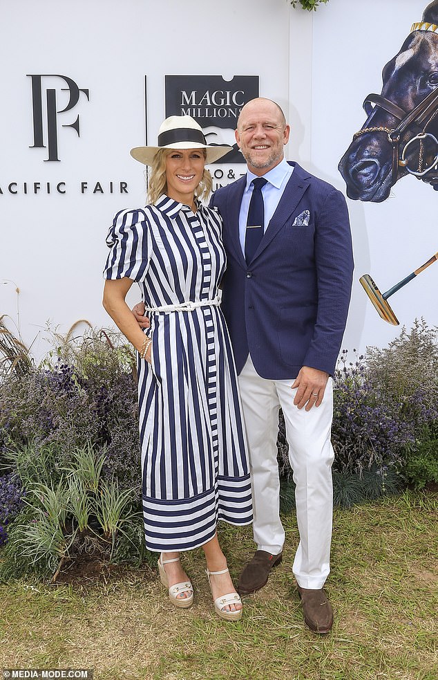 Zara and Mike Tindall are back in Australia for the Magic Millions on Queensland's Gold Coast.  Both shown