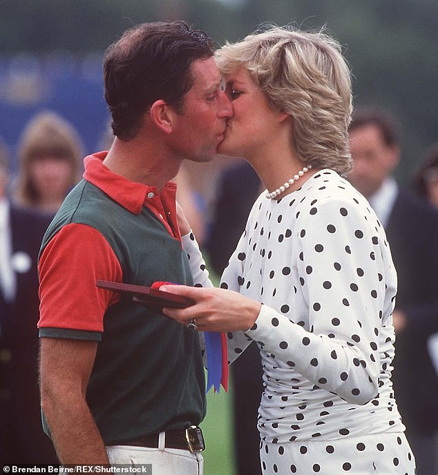 Charles and Diana also shared a tense and distant kiss after his 1985 polo victory, just four years after their wedding