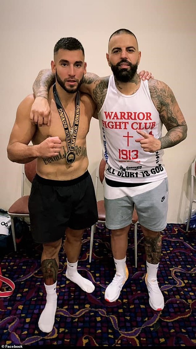 His boxing coach was Justin Kallu (pictured right, with Elices in 2019), who was kneecapped in the infamous 'chk-chk boom' shooting at Sydney's Kings Cross in 2009