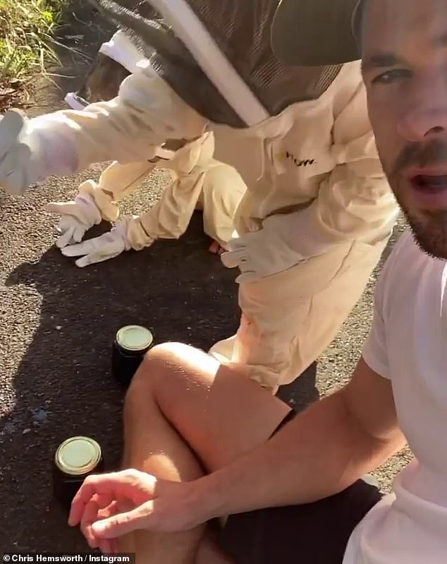 Chris Hemsworth also has his own beehives and bravely went without protective gear in a recent social media post