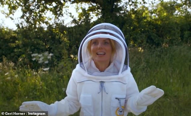 Geri Horner shared a video of her trying out beekeeping