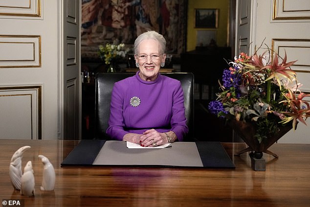 Queen Margrethe smiled as she gave her annual speech on New Year's Eve - and told the Danish public she is abdicating in favor of her son