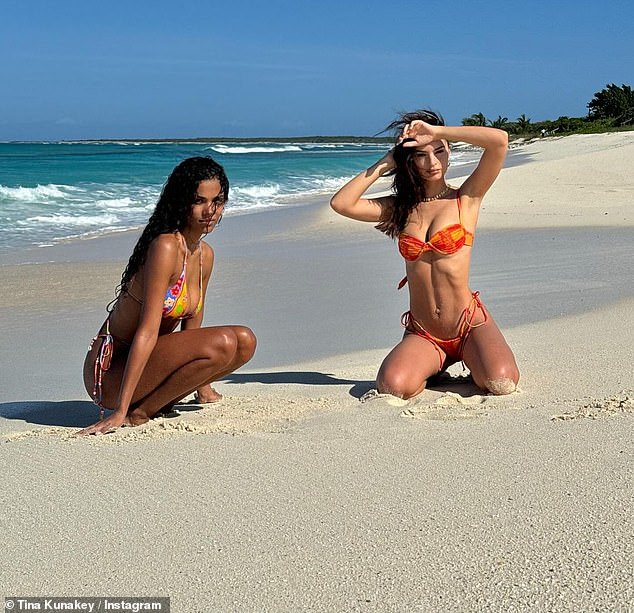 Emily's outing comes after she shared sizzling photos from her bikini-clad holiday with fellow beauty Tina Kunakey over Christmas