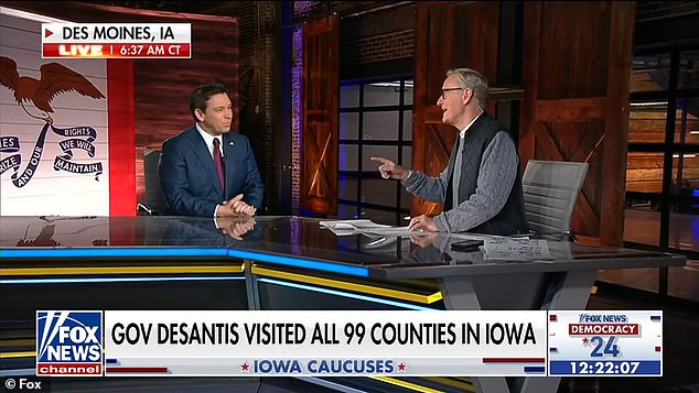 DeSantis held a final media blitz in Iowa Monday morning to make his pitch to voters before the state's caucuses kicked off at 8 p.m. ET.