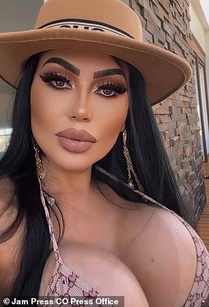 The social media star (pictured), from Brazil, believes she already had a 'genetic' resemblance to Kim before she went under the knife