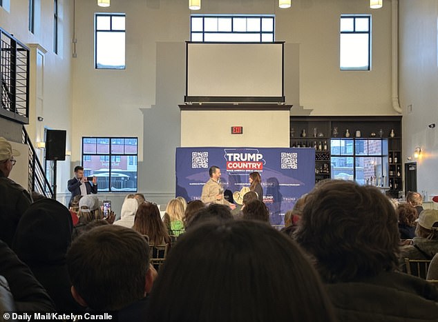 The eldest Trump son appeared alongside fiancée Kimberly Guilfoyle for remarks in Ankeny, Iowa, on Monday, January 15