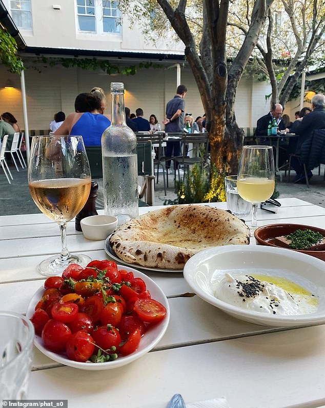 The French 'cut copy' was spotted by famous Australian Instagram account Miss Double Bay, who called the similarities between both restaurants 'uncanny'.  Pictured: food and drinks at Totti's Bondi