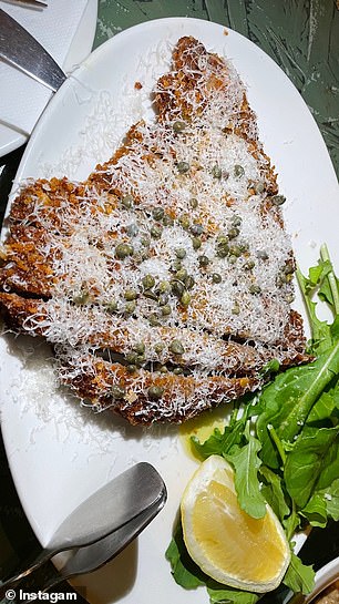 The menu at Merivale's Totti offers a range of Italian dishes, from pasta, antipasti and the famous 'puffy' wood-fired bread.  Pictured here is their famous veal schnitzel