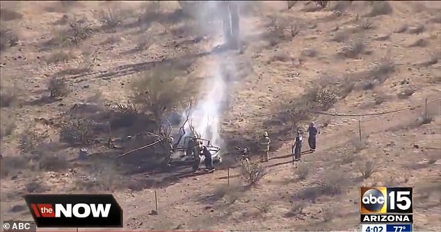 Aerial footage shows firefighters arriving to battle the blaze, leaving the ground completely charred