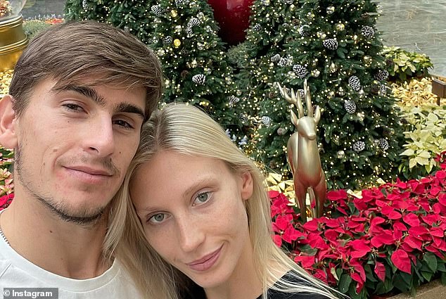 Arnaldi's girlfriend Mia Savio (pictured together) is from Melbourne and the Italian spent weeks in her hometown in the run-up to the Open