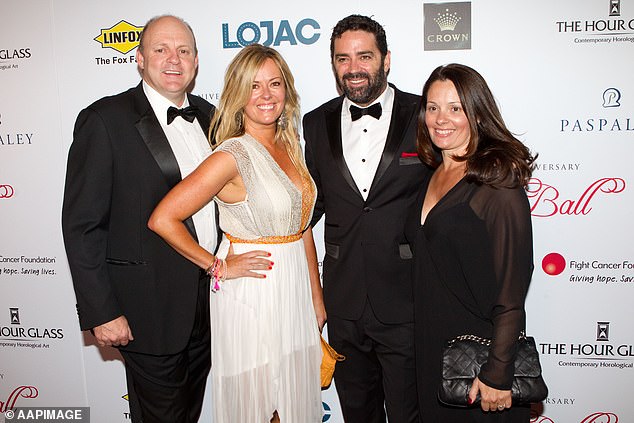 It was one of the most dramatic breakups in AFL history, involving Geelong veteran Billy Brownless (left) and his ex-wife Nicky (second from left), who had an affair with his friend Garry (second from right) .  Right: Garry's ex-wife Melissa Lyon.  Pictured on October 20, 2012