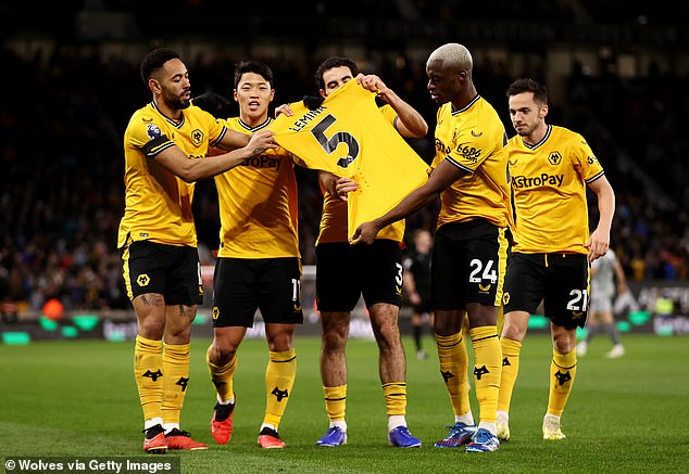 The Wolves player honored the midfielder during their win over Everton in the Premier League at the end of December