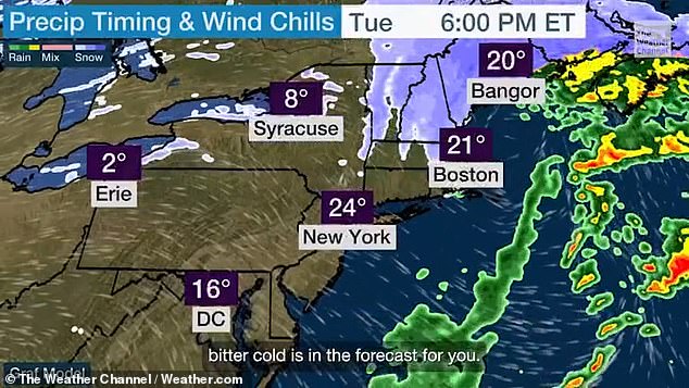 The harsh weather brought record low temperatures to much of the country, with snow and freezing rain from the south to the northeast