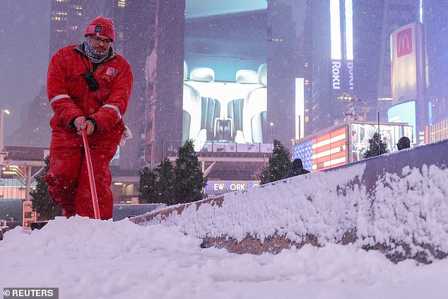 About 4 inches were expected to fall on the Big Apple by Tuesday morning