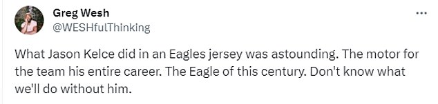 1705416598 347 Jason Kelces hailed as the Eagle of the century by