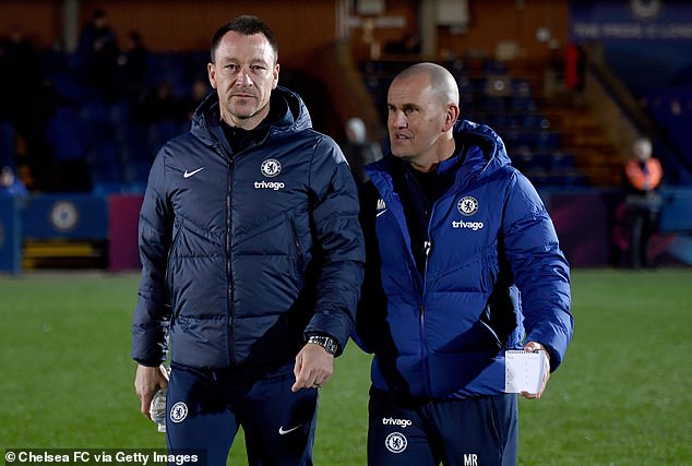 Terry (left) currently works as a coach at the Chelsea academy