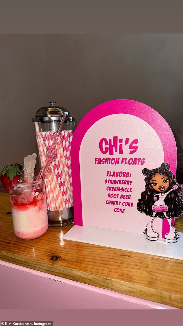 Chi's Fashion Floats were also served, in strawberry, creamsicle, root beer, cherry cola and cola flavors.  'My little girl is 6!!'  Kim wrote over a photo as she added two pink heart emojis