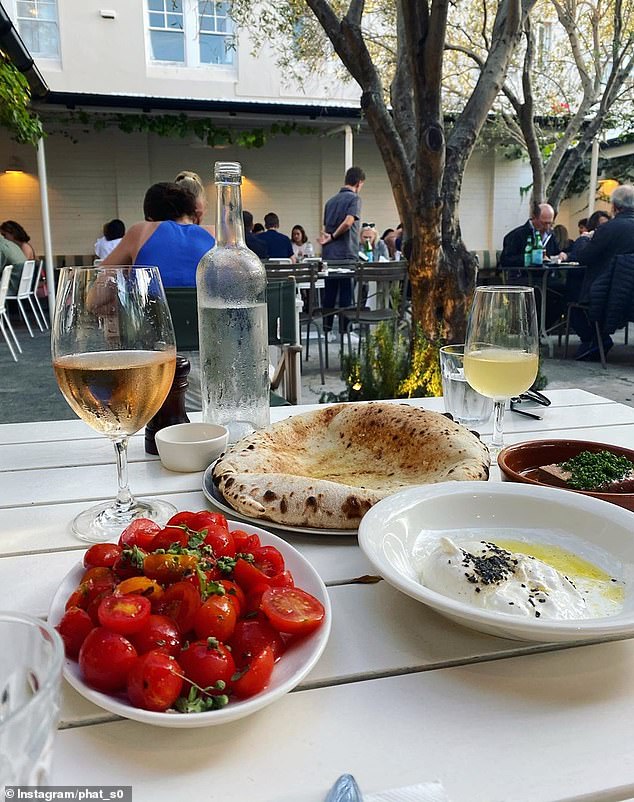 The French 'cut copy' was spotted by famous Australian Instagram account Miss Double Bay, who called the similarities between both restaurants 'uncanny'.  Pictured: food and drinks at Totti's Bondi