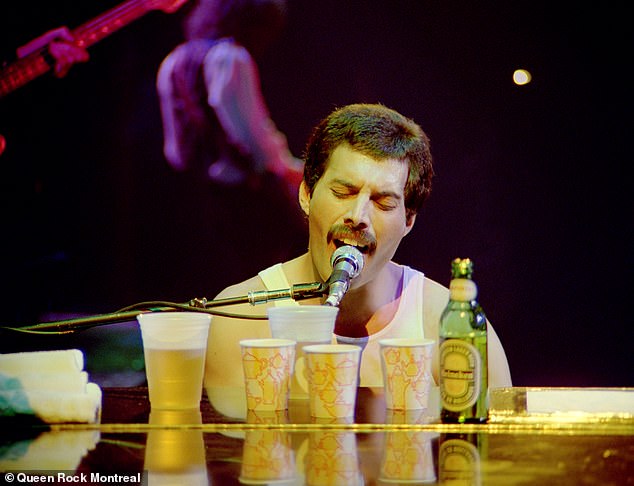 Brian also played part of Bohemian Rhapsody on a grand piano with the same microphone Freddie used during the legendary Montreal performance, which was decorated with beer in typical rock star fashion.