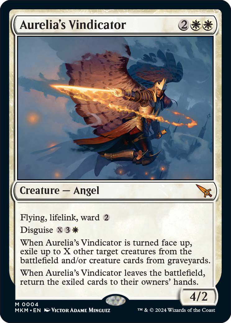Aurelia's Vindicator is a 4/2 angel with disguise, but also flying, lifelink and guardian