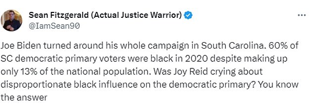 One pointed out that Biden turned his 2020 campaign around with a big victory in South Carolina, where about 60 percent of Democratic primary voters were black and heavily backed him.