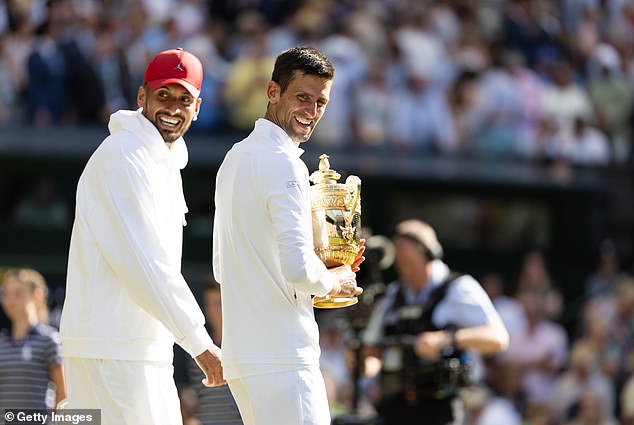 Kyrgios revealed that he and the world number 1 have been good friends since the Australian lost the men's singles final at Wimbledon in 2022 (pictured)