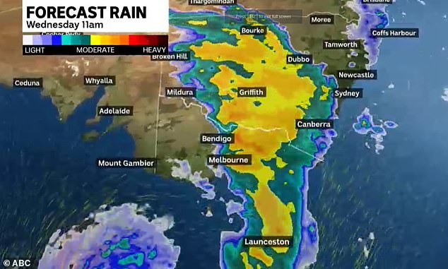 Rain and storms are forecast along the east coast, from Queensland to Tasmania