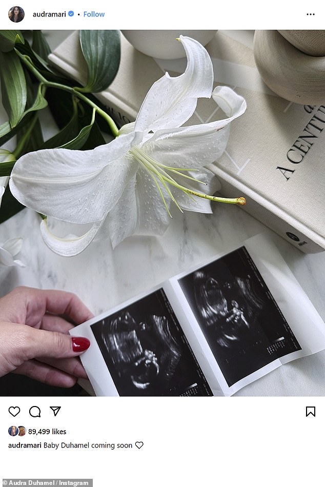 A year and a day later, they announced Audra's pregnancy with a fetal ultrasound, with the caption: 