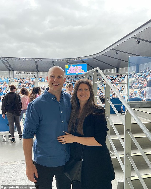 The AFL star has revealed that their son, who they welcomed in July, is called Ezra (Ez for short).  Pictured with wife Jordan