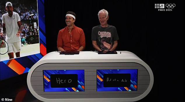 The Grand Slam legend took on comedian Mike Goldstein (pictured together) on the Australian Open edition of Nine's game show The Hundred