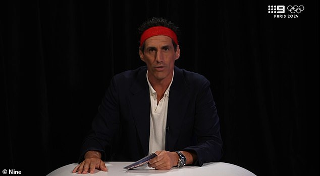 Host Andy Lee (pictured) lost it when McEnroe compared himself to Kyrgios - with both stars known for being exceptionally talented, but also exceptionally volatile on the pitch