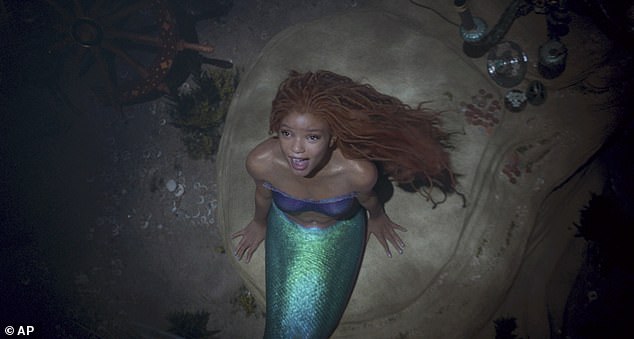 On Tuesday, Halle took to Instagram again to share a behind-the-scenes video of her doing a maternity photoshoot inspired by her famous role in The Little Mermaid (pictured)