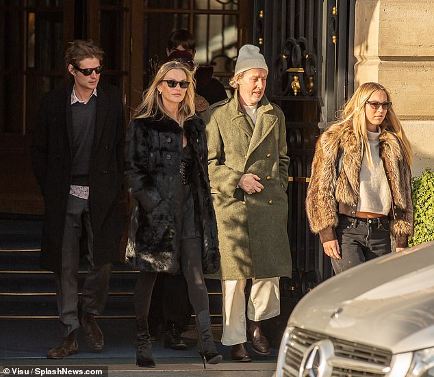 The model enjoyed brunch with boyfriend Nikolai von Bismarck and daughter Lila at Brasserie Lipp in Paris