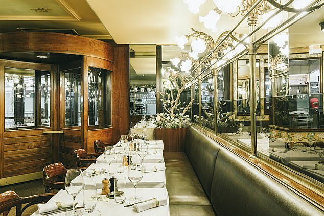 The supermodel had lunch at Brasserie Lipp (pictured), where they offer a range of reasonably priced meals.  The menu has remained unchanged since the 1930s