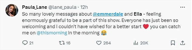 Paula took to Twitter after the episode and thanked fans for their support