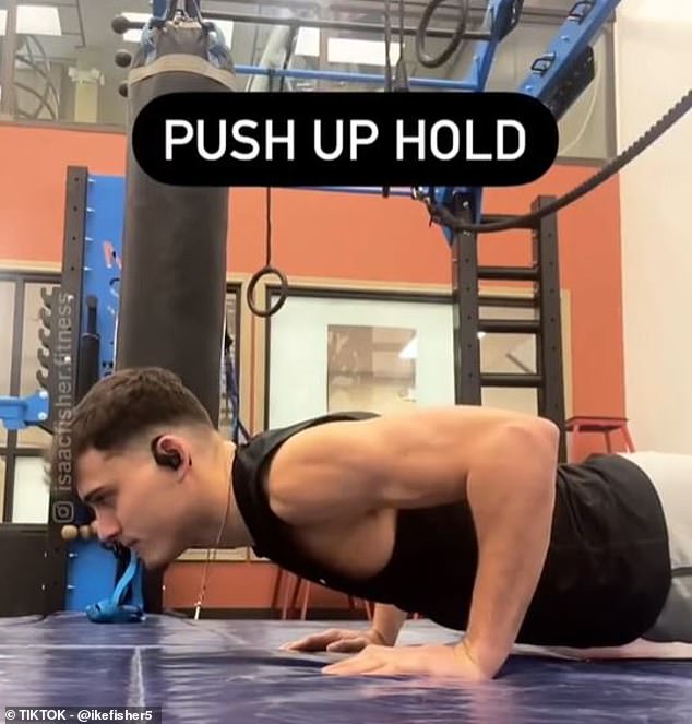 Exercise fanatic Isaac Fisher shared a video of himself on TikTok performing various isometric movements, including push-up holds and pull-up holds